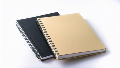 Two Spiral Notebooks Mockup Beige and Black Blank Pages for Your Design