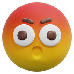 3D Shocked Angry Face Emoji Icon