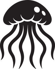 jellyfish silhouette with flowing tentacles isolated on white background