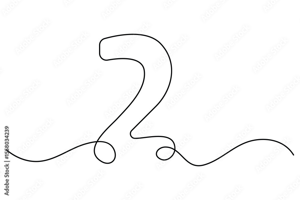 Poster number 2 in continuous line drawing style. editable one line drawing of number 2 icon. vector illust
