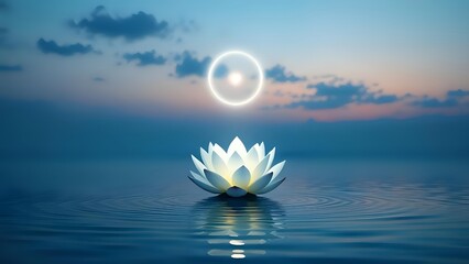 Floating Lotus with Light Orb