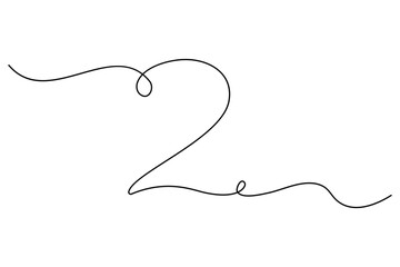 Fototapeta premium Number 2 in continuous line drawing style. editable One line drawing of number 2 icon. Vector illustration 