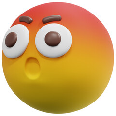 3D Shocked Angry Face Emoji Icon