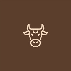 Cow head cartoon logo in clean and playful line art style.