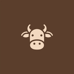 Cow head cartoon logo in clean and playful line art style.
