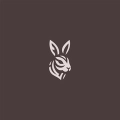 Obraz premium Abstract rabbit head logo in simple and modern design.