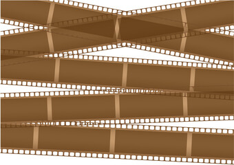 Film Strips Abstract a vintage film strips are shown across each other, it presents the essence of cinematography and old era media and filmmaking and the power of memory