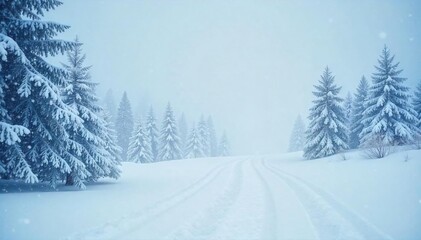 Fototapeta premium Dramatic Winter Snowstorm Powerful Winds and Heavy Snowfall Obscure a Bleak Landscape