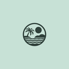Tropical hotel logo in clean and modern minimalist design.