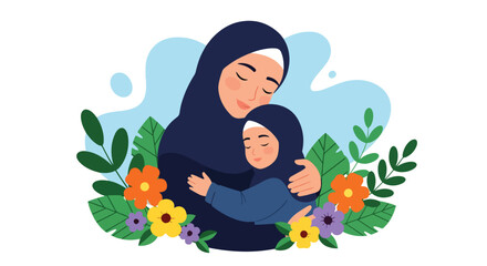 Adobe Illustrator artwork vector illustration of a joyful child receiving a warm hug, capturing love, comfort, and emotional connection—ideal for parenting, family, and childhood-themed designs.
