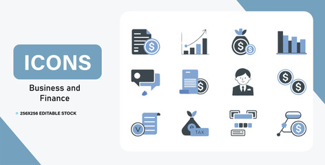 Business and Finance Icons A Collection of Essential Financial and Business Icons