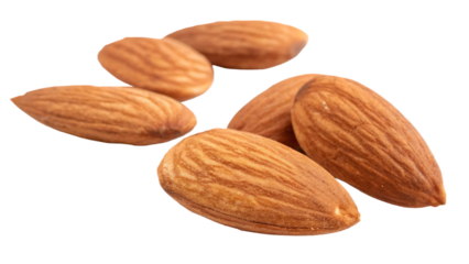 Almond technically a nut isolated on white background PNG. AI GENERATED.
