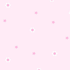 Illustration of flowers on pastel pink background for wallpaper, backdrop, floral print, spring and summer, fabric, garment, textile, duvet, pyjamas, paper design, book cover, nature, garden