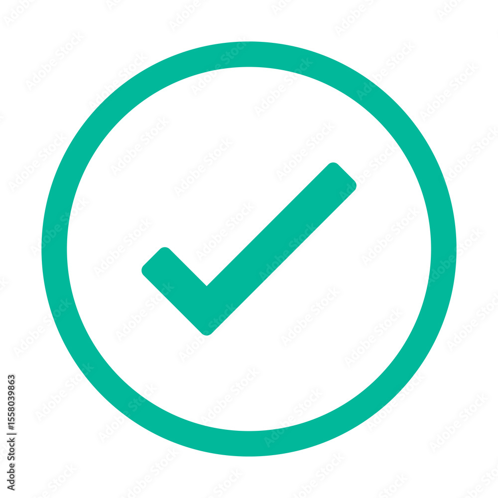 Poster checkmark icon vector logo template. check list button icon. check mark in round circle vector icon.