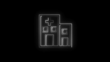 neon hospital icon illustration.glowing hospital icon on black background.