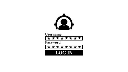 illustration of Typing user name and password,log in to your account on white background.