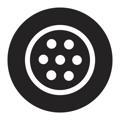 black and white button