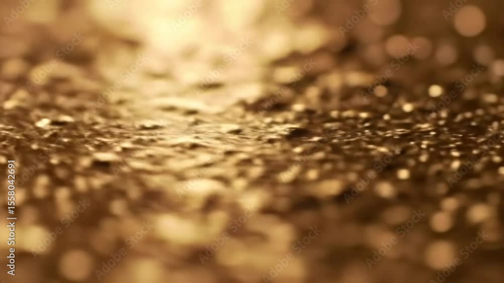 Poster abstract golden glittering surface with defocused bokeh lights background texture