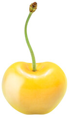 Yellow and Red Cherry isolated on white background, Yellow and Red Cherry on White Background With clipping path PNG file.