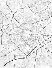 Montpellier City Map. Minimalist black and white line art poster for printing, wallpaper, wall art for home and office decor