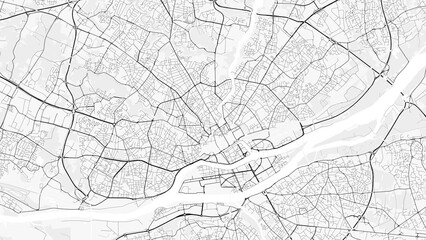 Nantes City Map Minimalist Black