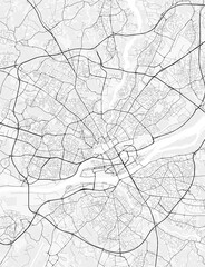 Obraz premium Nantes City Map. Minimalist black and white line art poster for printing, wallpaper, wall art for home and office decor