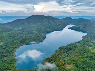 Lake Danao, Leyte Philippines. Aerial drone shot over this popular tourist destination.