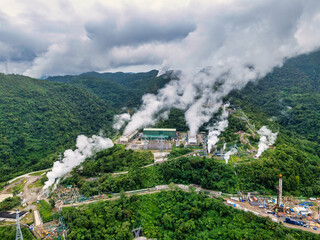Green renewable energy. Geothermal power plants in Ormoc Leyte Philippines. 