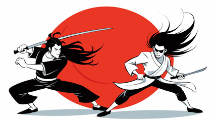 Obraz premium Samurai Duel – Dynamic Martial Arts Illustrations