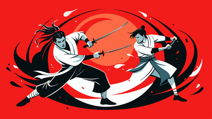 Samurai Duel – Dynamic Martial Arts Illustrations