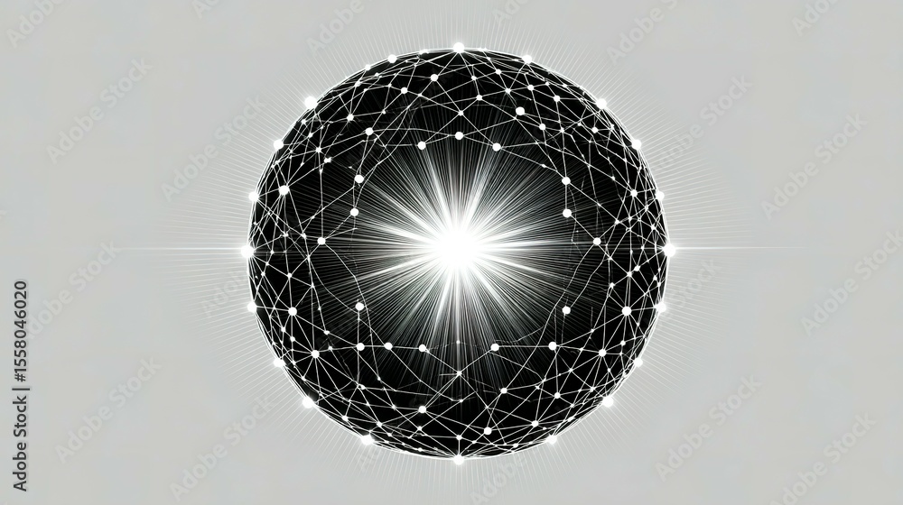 Poster Abstract sphere design with interconnected lines and points.