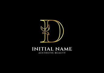 Initial D Letter Logo Design with Butterfly/Leaf Element	