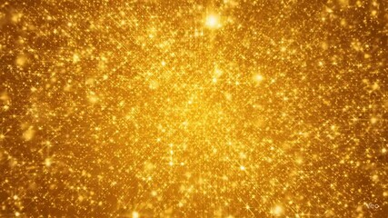 A pattern of glittering gold sparkles background with moving gold particles and sparkles - Powered by Adobe