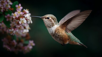 Obraz premium Hummingbird sips nectar gently