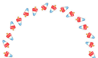 Pixel Art Popsicle Arch Frame. Red, White and Blue Summer Border for Cards, Social Media, or Decoration