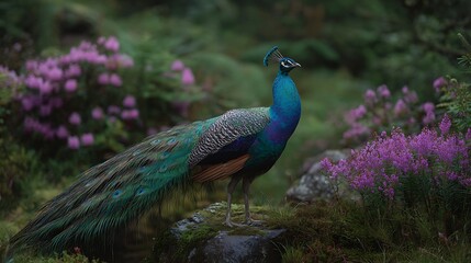 Obraz premium Proud peacock displays beauty