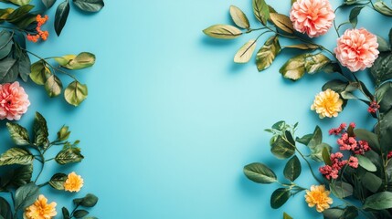Vibrant floral arrangement on a blue backdrop