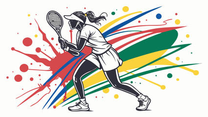 Colorful Tennis Splash Art – Dynamic Racket Sports Illustrations