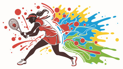 Colorful Tennis Splash Art &ndash; Dynamic Racket Sports Illustrations