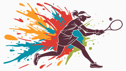 Colorful Tennis Splash Art – Dynamic Racket Sports Illustrations