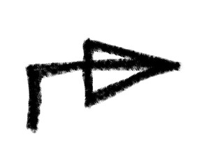 Black grunge hand drawn arrow. Arrow isolated on white. Vector illustration.