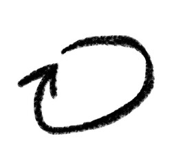 Black grunge hand drawn arrow. Arrow isolated on white. Vector illustration.