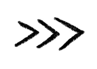 Black grunge hand drawn arrow. Arrow isolated on white. Vector illustration.