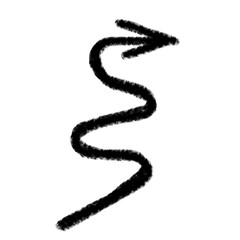 Black grunge hand drawn arrow. Arrow isolated on white. Vector illustration.