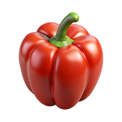 3D Red Bell Pepper Icon: Fresh Vegetable Symbol for Healthy Food and Cooking