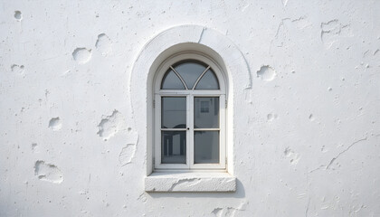 Fototapeta premium Small Arch Window in White Textured Wall