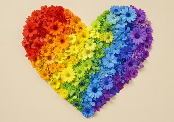 Rainbow Heart of Flowers: A Vibrant Display of  Pride and Love