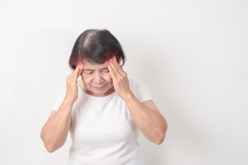 Elderly Woman having headache and Dizzy for concepts of Chronic Stress, Headache and Migraine,...