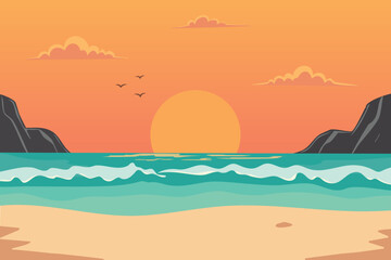 Sunset on a tropical beach
