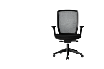 Modern Black Mesh Office Chair with Adjustable Height and Swivel Base, Ideal for Home or Office Workspace, Ergonomic Design for Comfort and Productivity isolated on transparent background